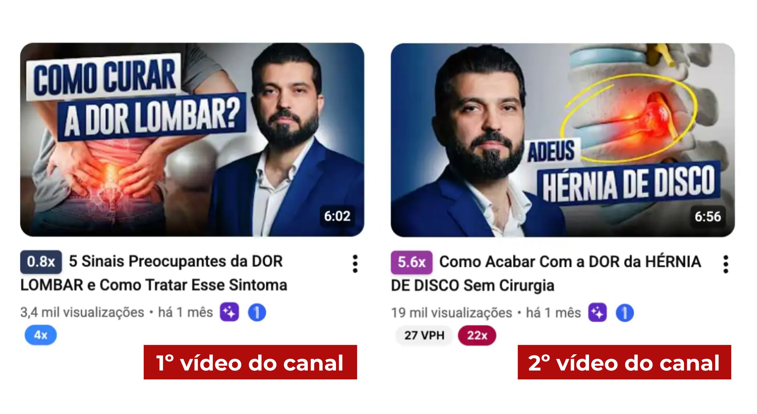 Primeiro e segundo vídeos do canal do Dr. Danillo